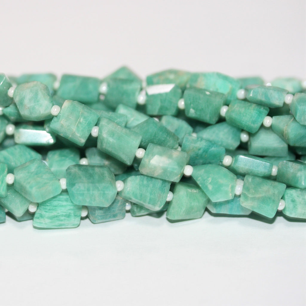 14" St Amazonite Faceted Nugget 8x6mm.Approx.-Strand 35cm.