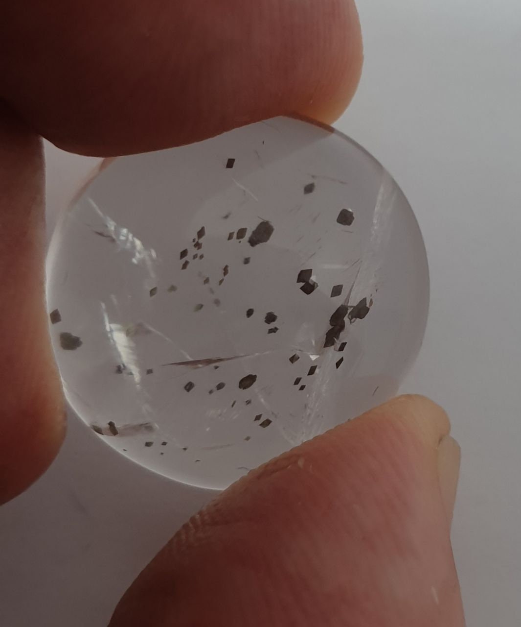 Natural Rare Pyrite  Inclusions Quartz Smooth Round Cabochon 20mm (28.4ct.).Healing Power