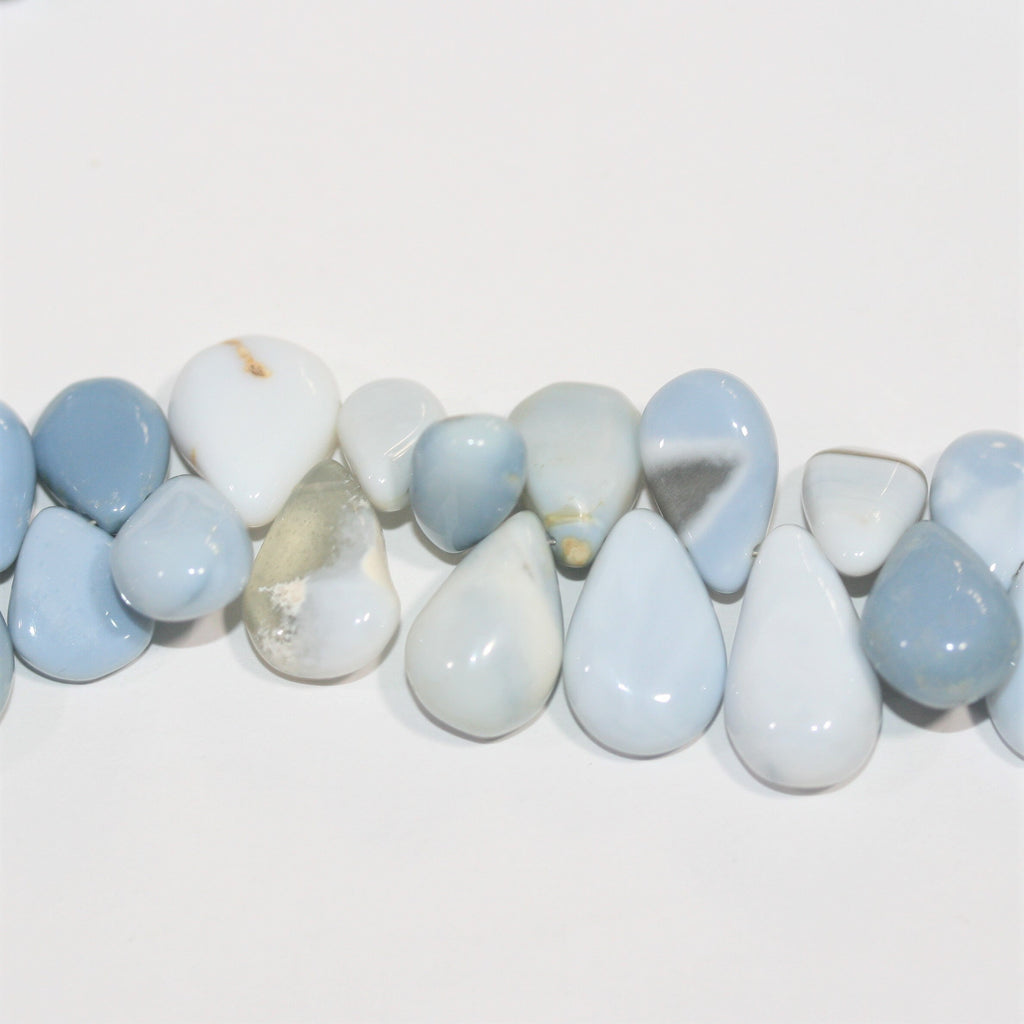 Cuentas de ópalo azul St. de 8", gota lisa, 15 x 10 mm. Aprox. - Hilo de 21 cm.