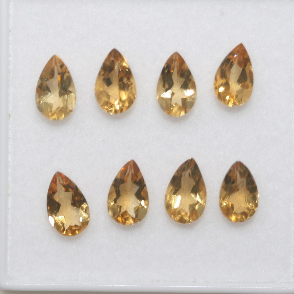 Lote de 8 gotas de citrino facetadas de 8 x 5 mm. (8 piezas).