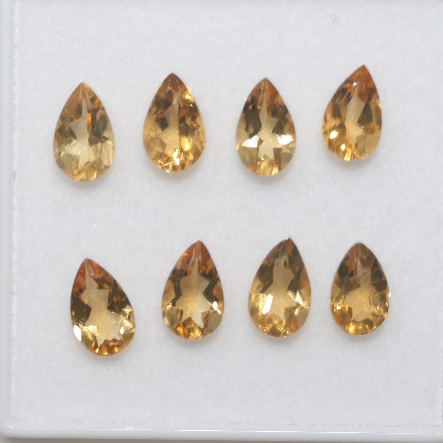 Lote de 8 gotas de citrino facetadas de 8 x 5 mm. (8 piezas).