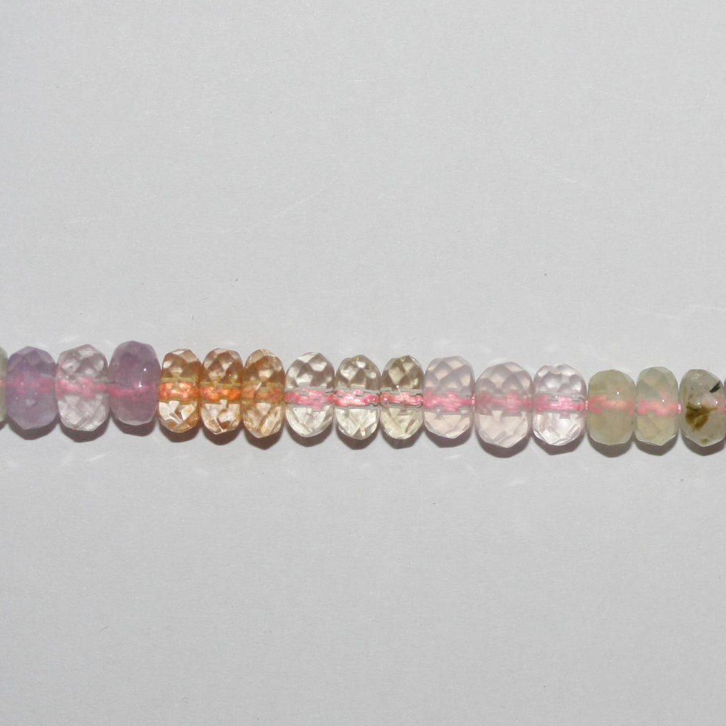 Perles rondelles à facettes en quartz mélangé, 16 pouces (6 x 3 mm), longueur 40 cm.