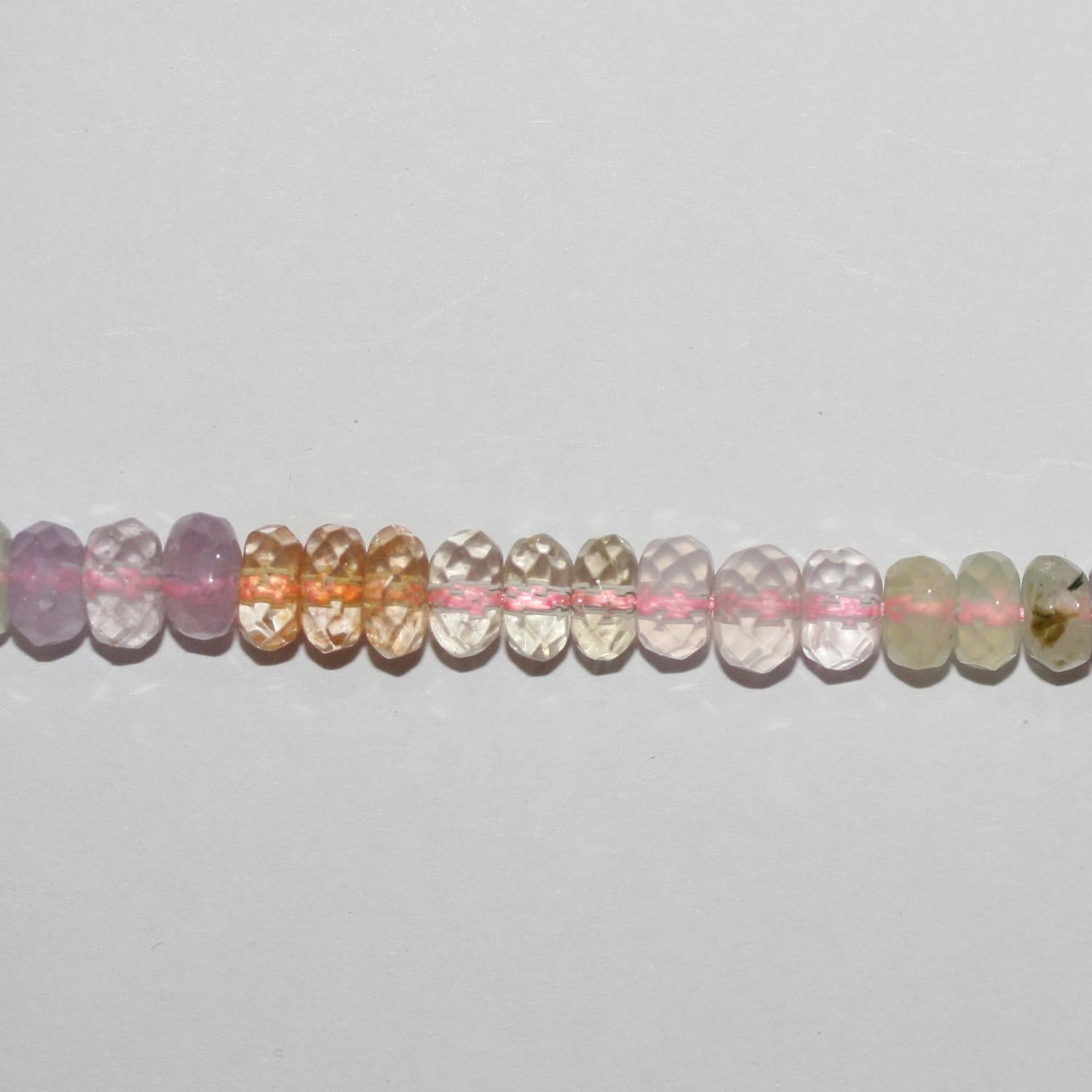 Perles rondelles à facettes en quartz mélangé, 16 pouces (6 x 3 mm), longueur 40 cm.