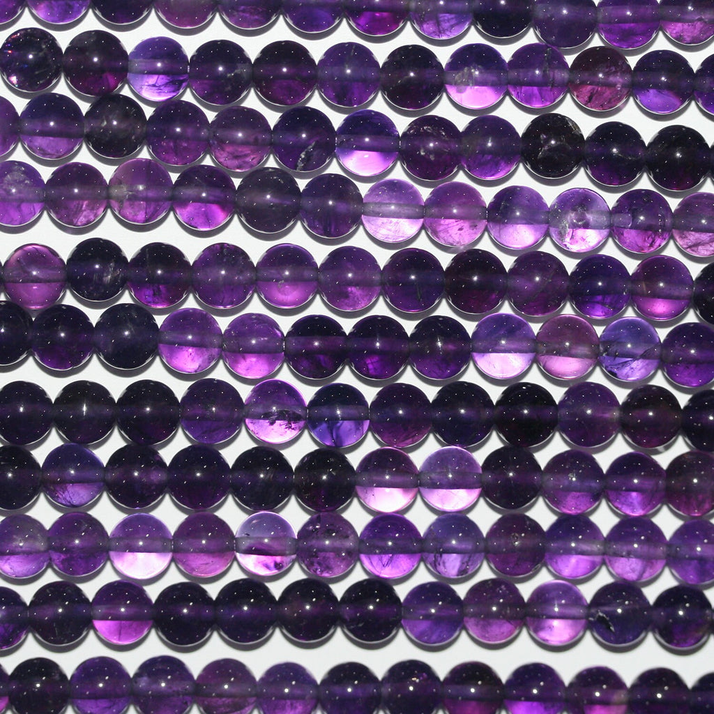 15" Perles rondes lisses en améthyste St 4,5 mm.-Rig 39 cm.