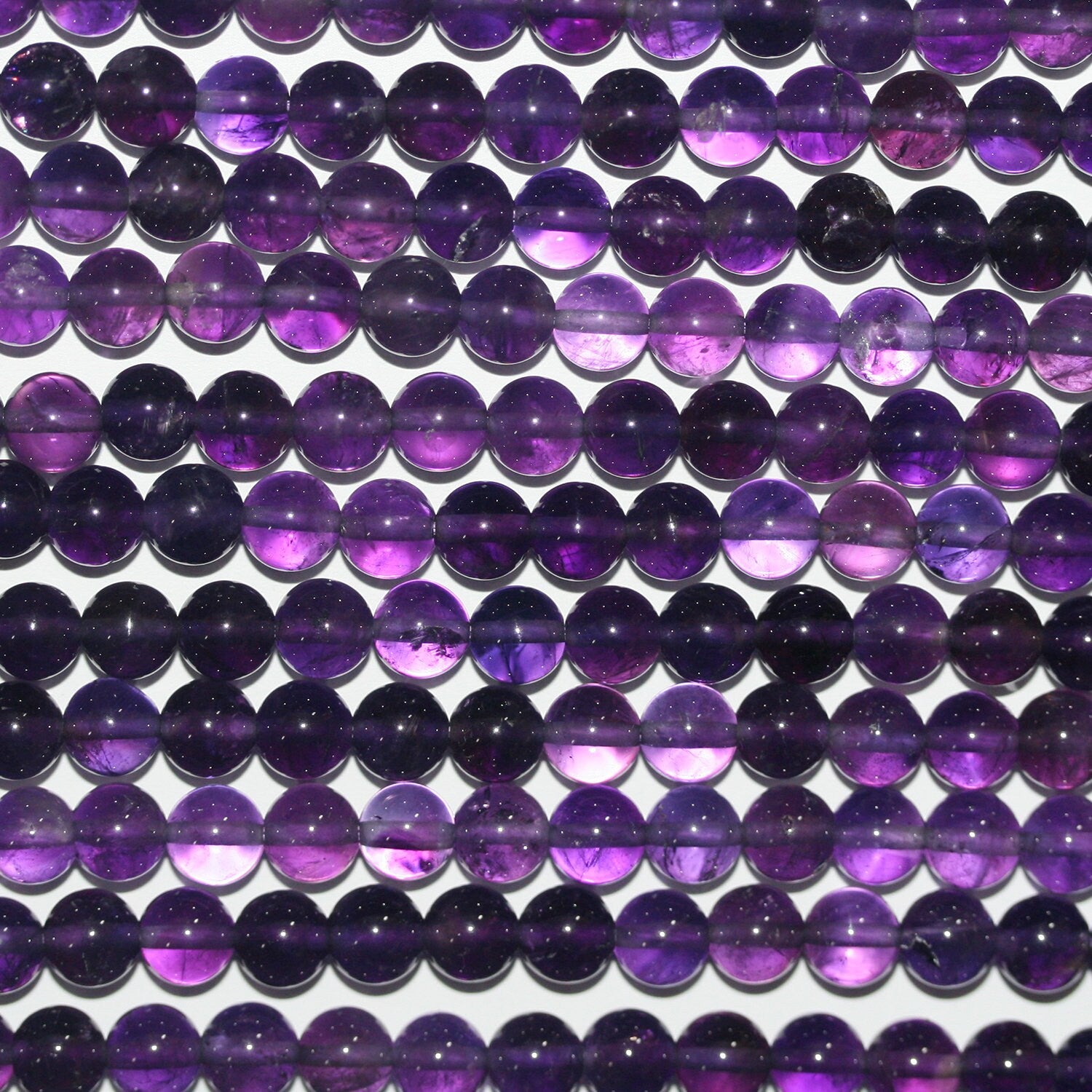 15" Perles rondes lisses en améthyste St 4,5 mm.-Rig 39 cm.