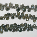 Perles en forme de goutte facettées en salmonite St, 10 x 7 mm, longueur 20 cm.