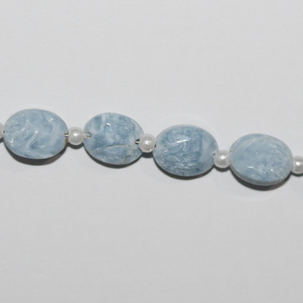 Cuentas ovaladas facetadas de ópalo azul de 16" de 9 x 7 mm - Hilo de 20 cm.