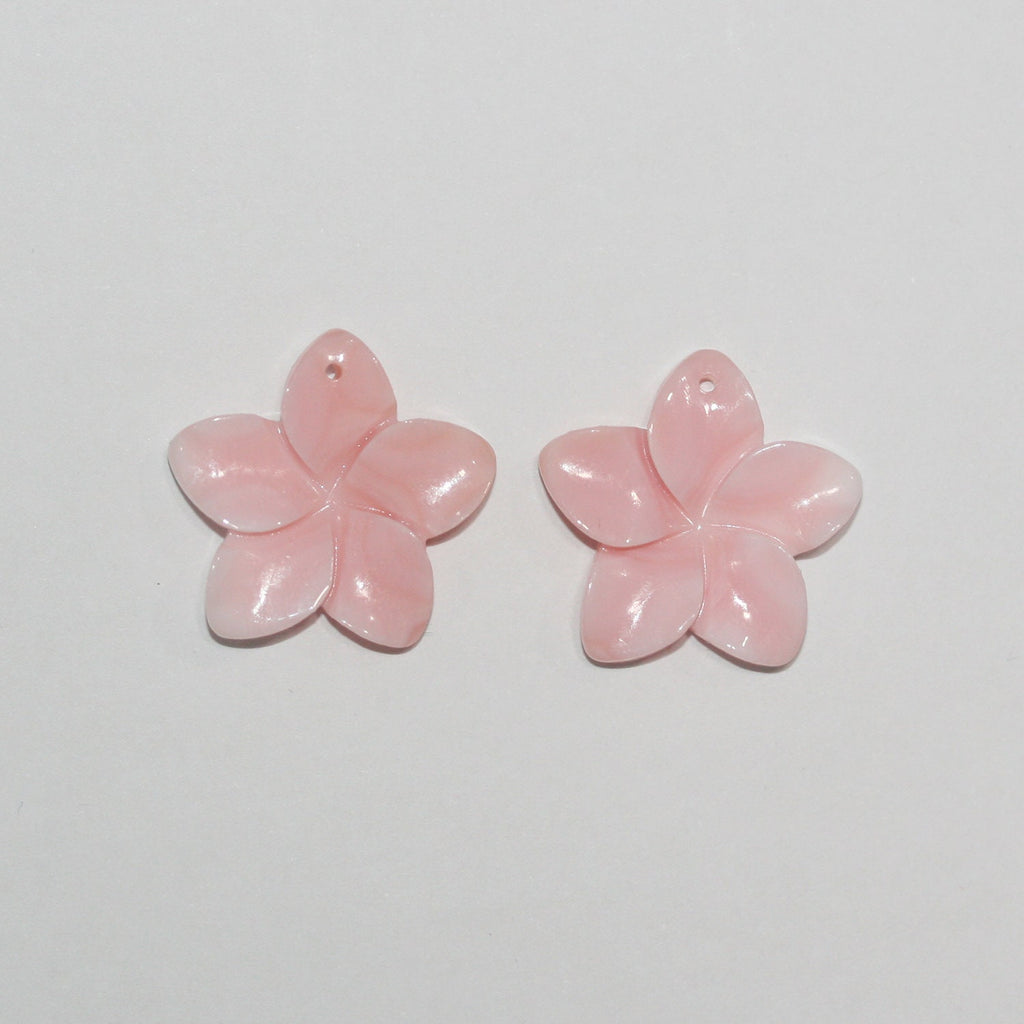 Colgante de hoja de concha rosa natural (1 par) 20 mm