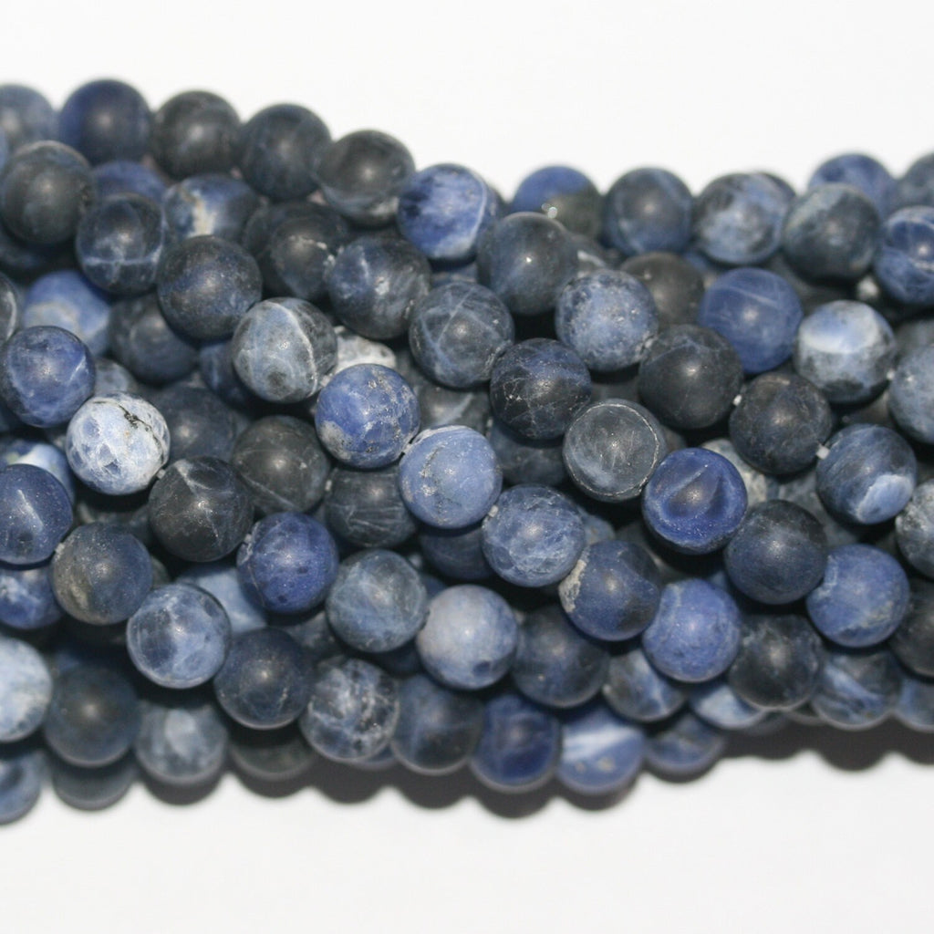 Perles rondes en sodalite St, finition lisse mate, 14 pouces, 8 mm, brin de 38 cm.