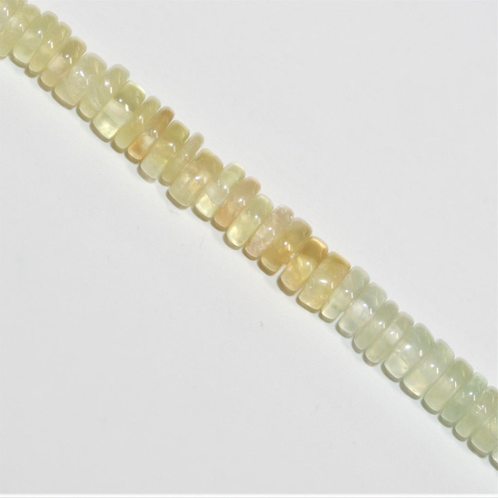 Cuentas de disco lisas de prehnita St. de 16" de 5 x 2 mm - Hilo de 42 cm.