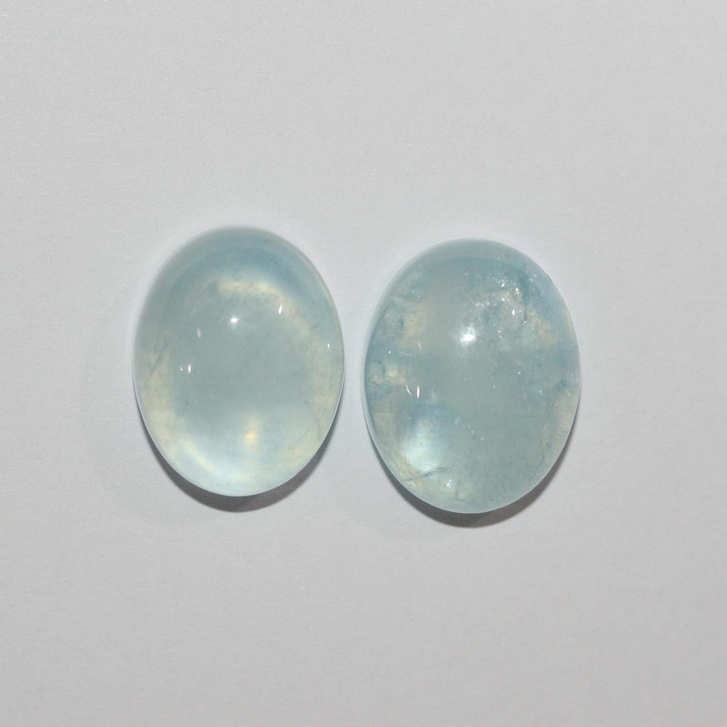 Lote de 2 cabujones ovalados de aguamarina de 19 x 15 mm (2 piezas).