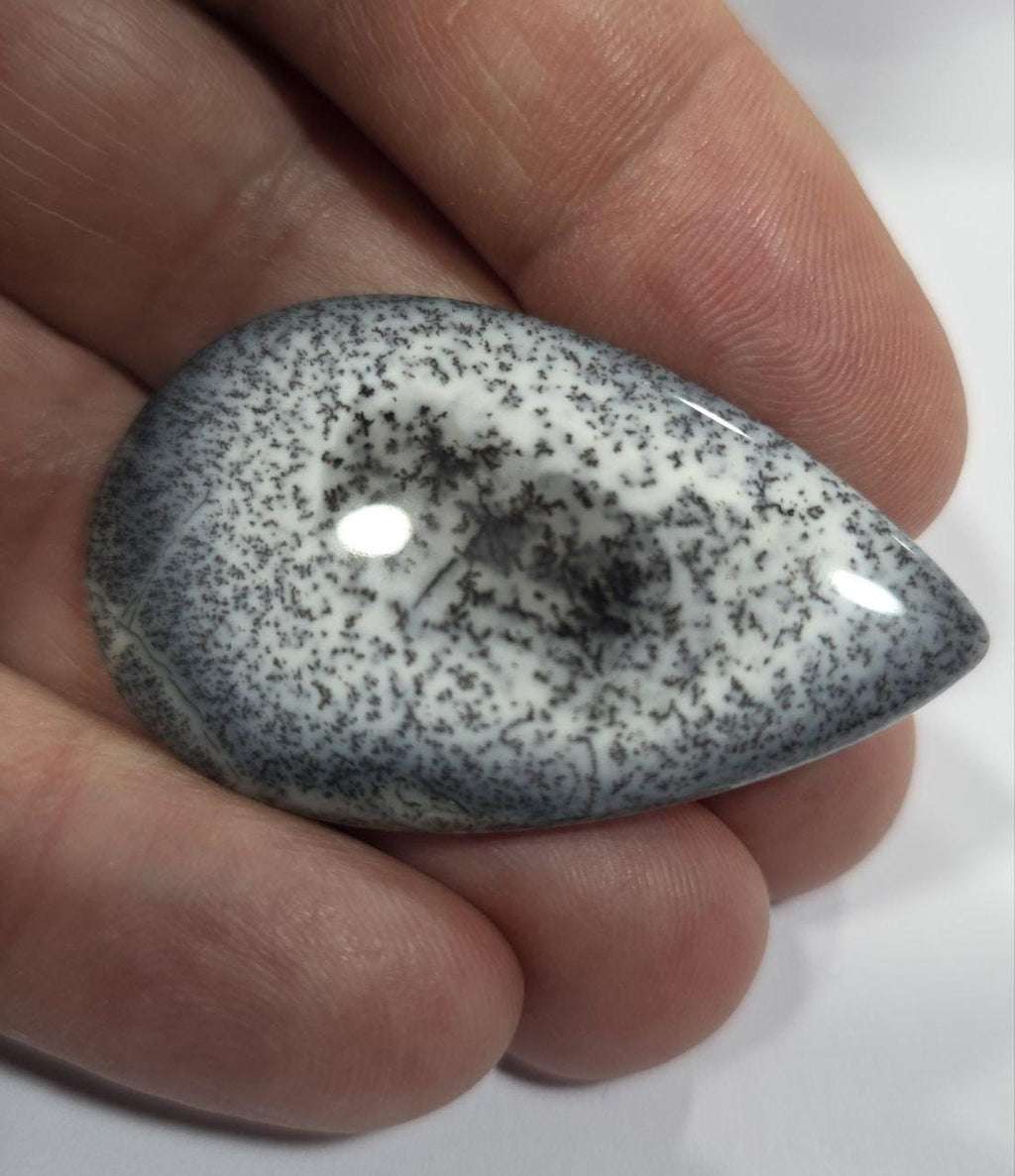 Big Dendritic Agate Smooth Drop Cabochon 43.7x26.5m. (37.8ct.)