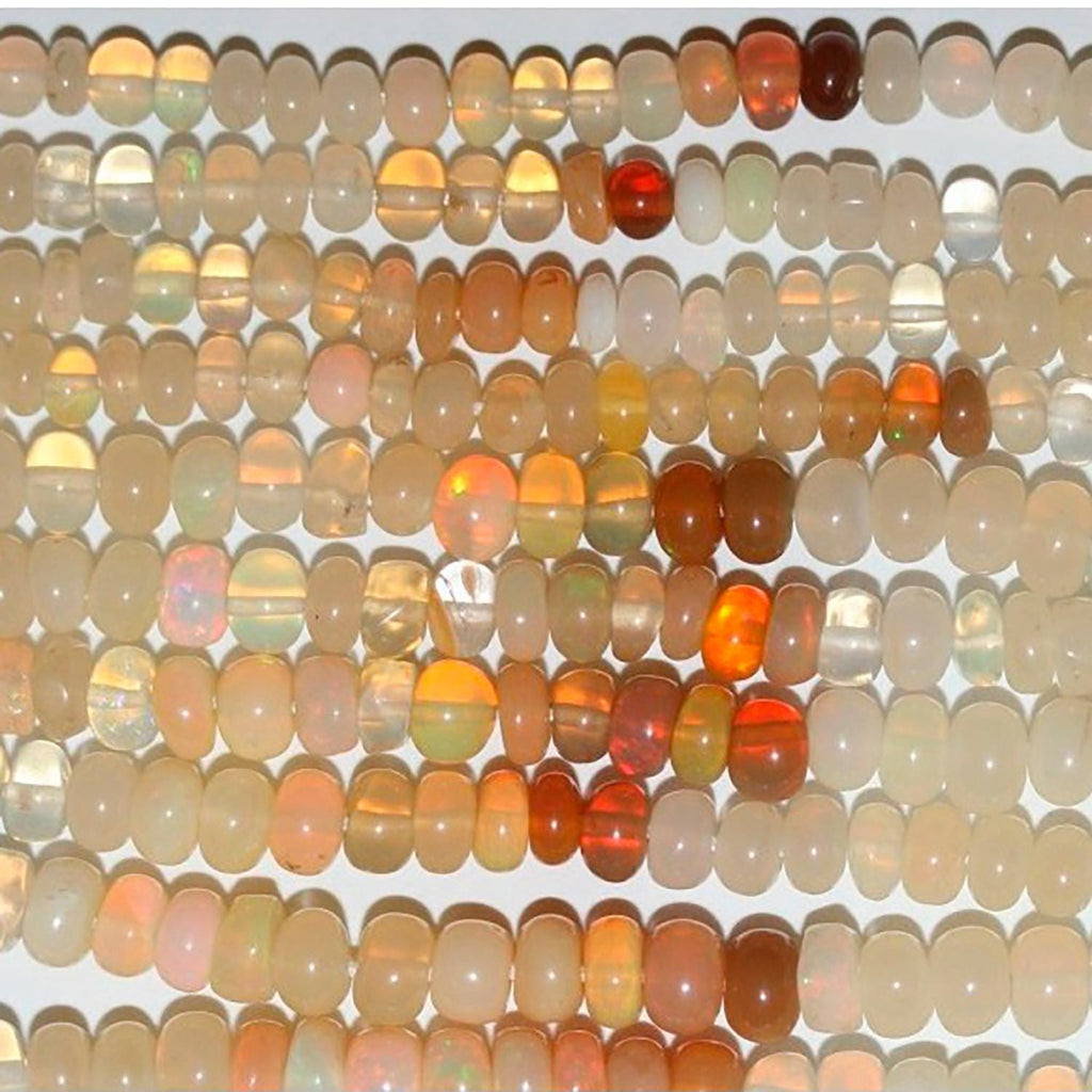 Cuentas redondas lisas de ópalo etíope de San Etiopía de 40 cm, 4 x 3 mm (aprox.). Hilo de 40 cm.