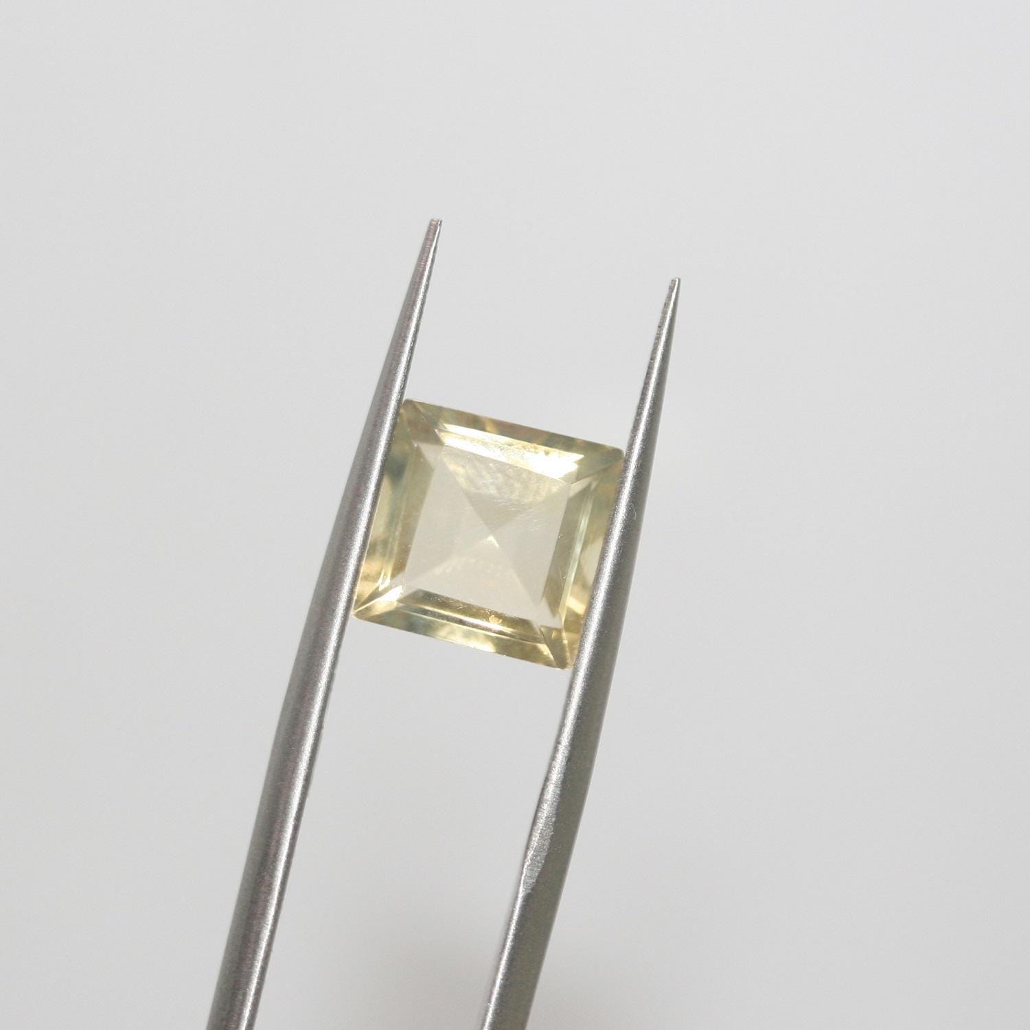 Lote de 2 piezas de citrino facetado cuadrado de 9 mm (2 piezas) - Ref. 649LO