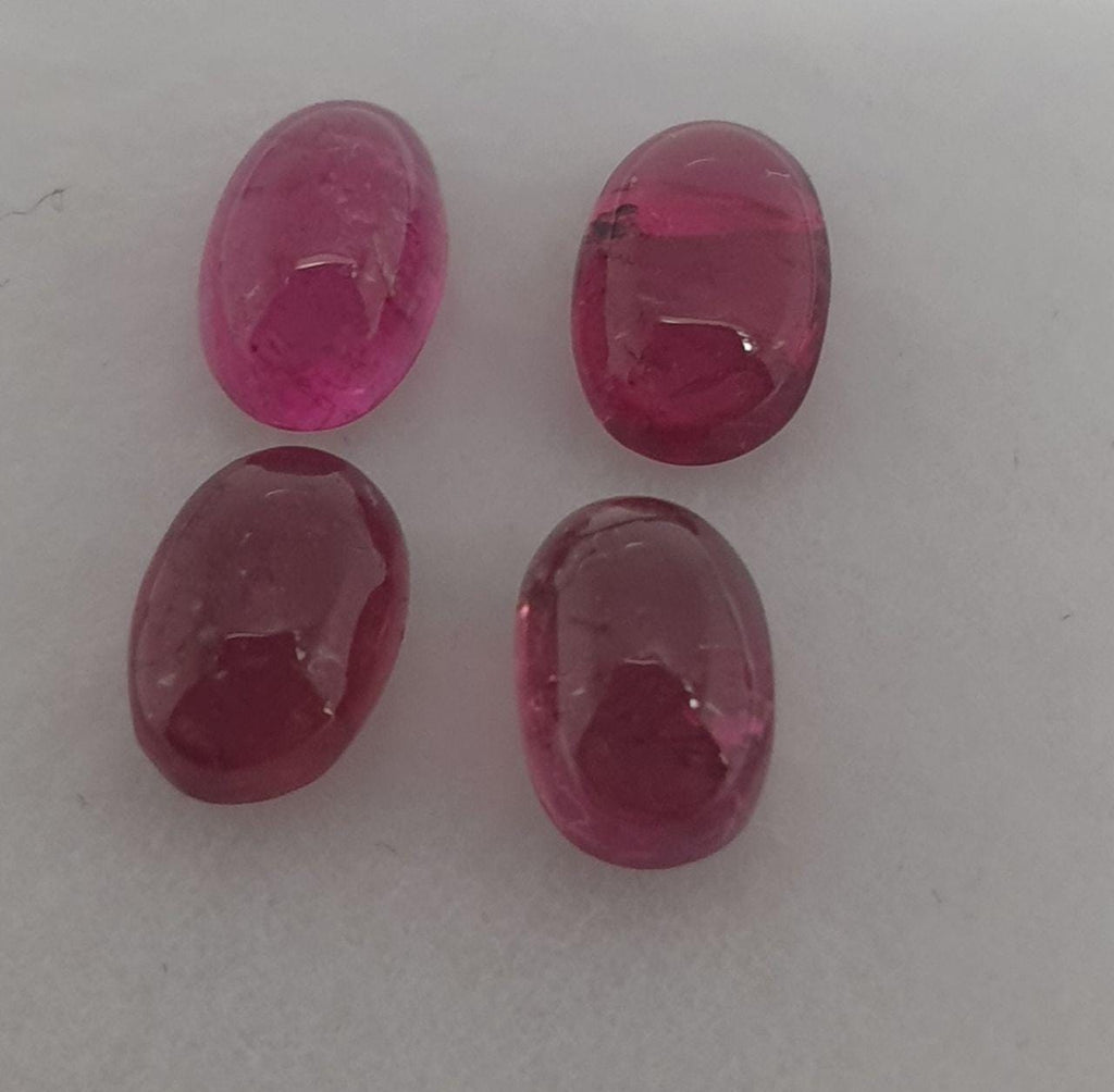 Pink Tourmaline Lot Oval Cabochons 6x4mm.-(4pcs)  -Gemstone Parcels-Loose Stones Wholesale Price