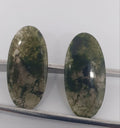 1 Matching Pair Moss Agate  25.4x15mm Oval Cabochons. Natural Stone-Untreated