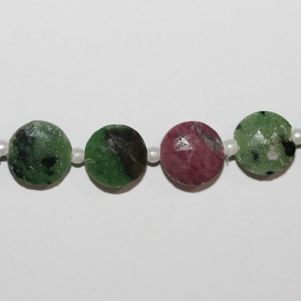 Perles rondes à facettes en zoïsite rubis St de 8 pouces (10 mm) - Fil de 20 cm