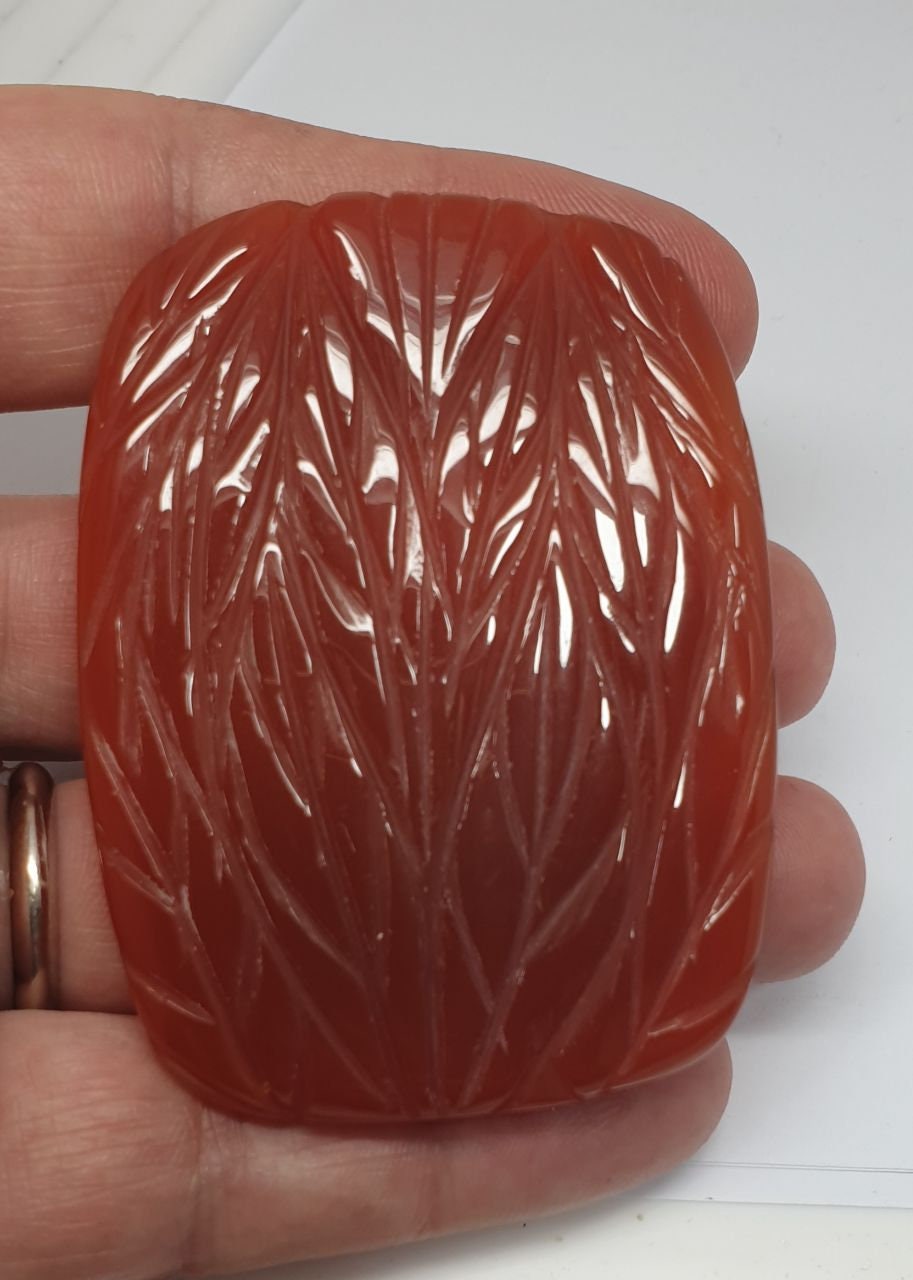 Handcrafted 202.85 ct Huge Carved In Carnelian Agate  Big Cabochon - Gemstone Carving- Unique Piece  62x45mm- One Of A kind Pendant