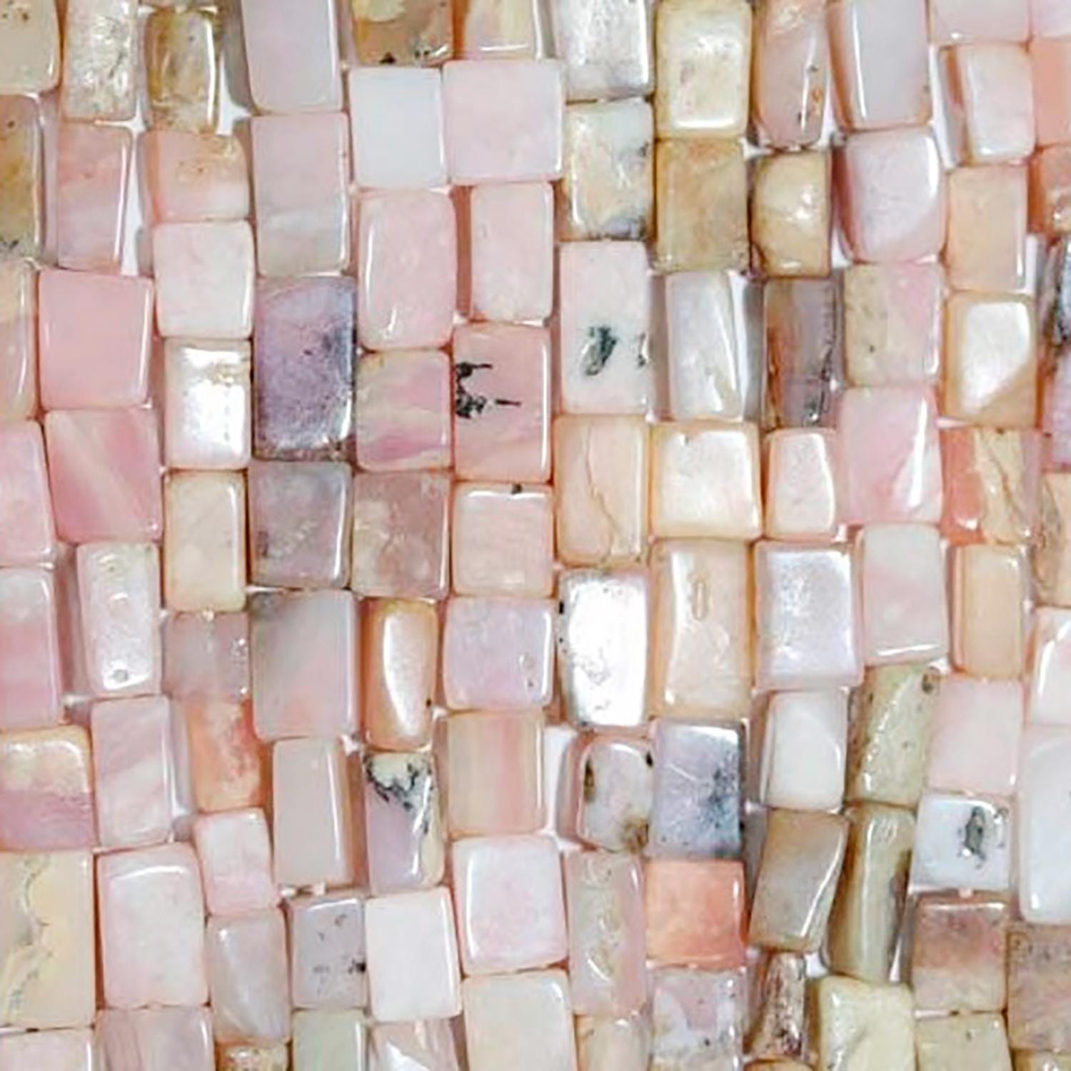 Cuentas prismáticas lisas de ópalo rosa de 40 cm, 7 x 4 mm (aprox.) - Hilo de 40 cm