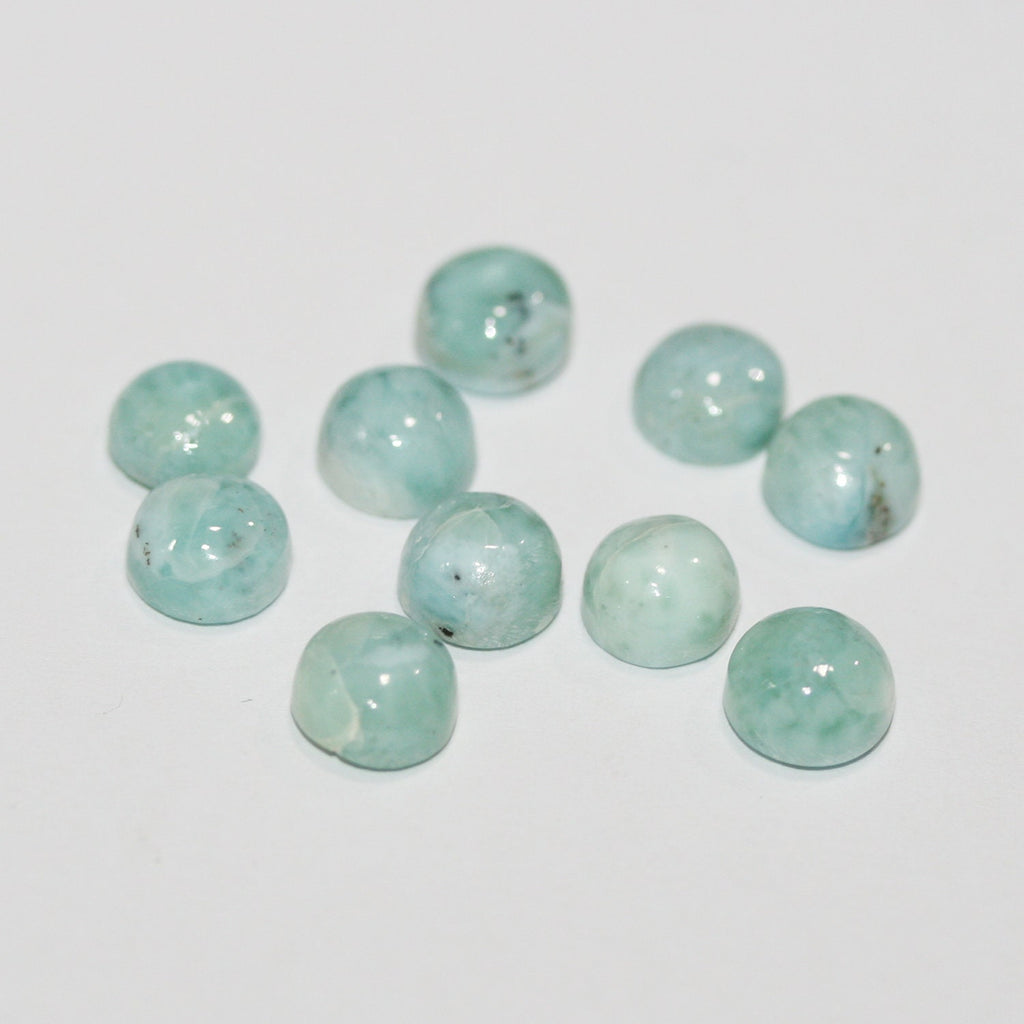 10Pcs Lot Larimar Smooth Round Cabochon 7mm. (10 pcs.).