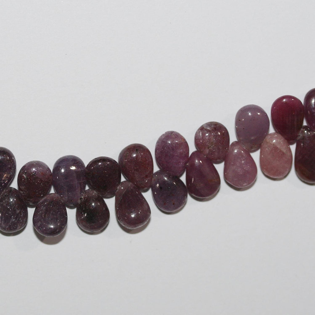 Perles en forme de goutte lisses en saphir rose St 8x6mm.-Rig 20cm.