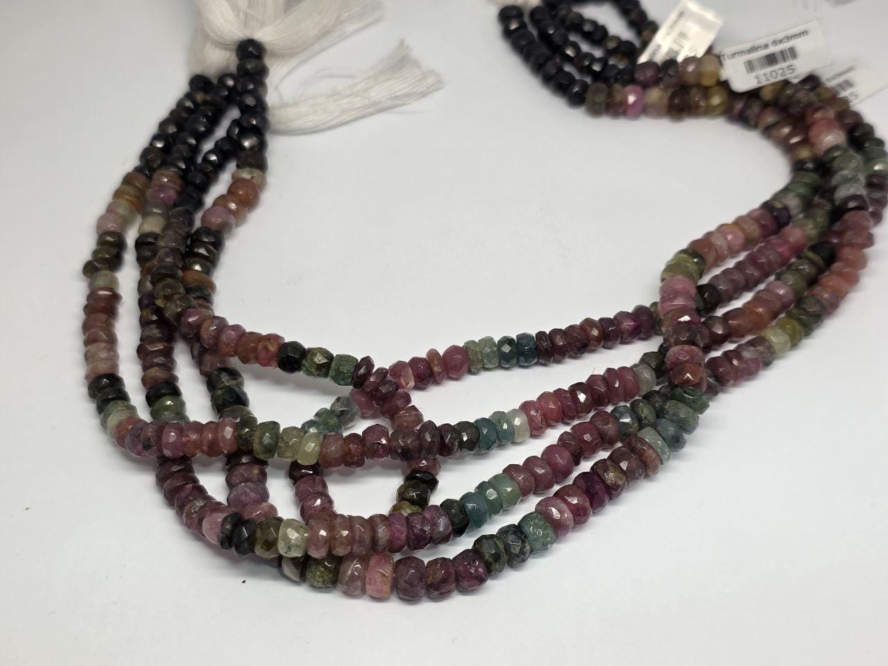 13" St Tourmaline Faceted Rondelle Beads 6x3mm.-Strand 34cm.