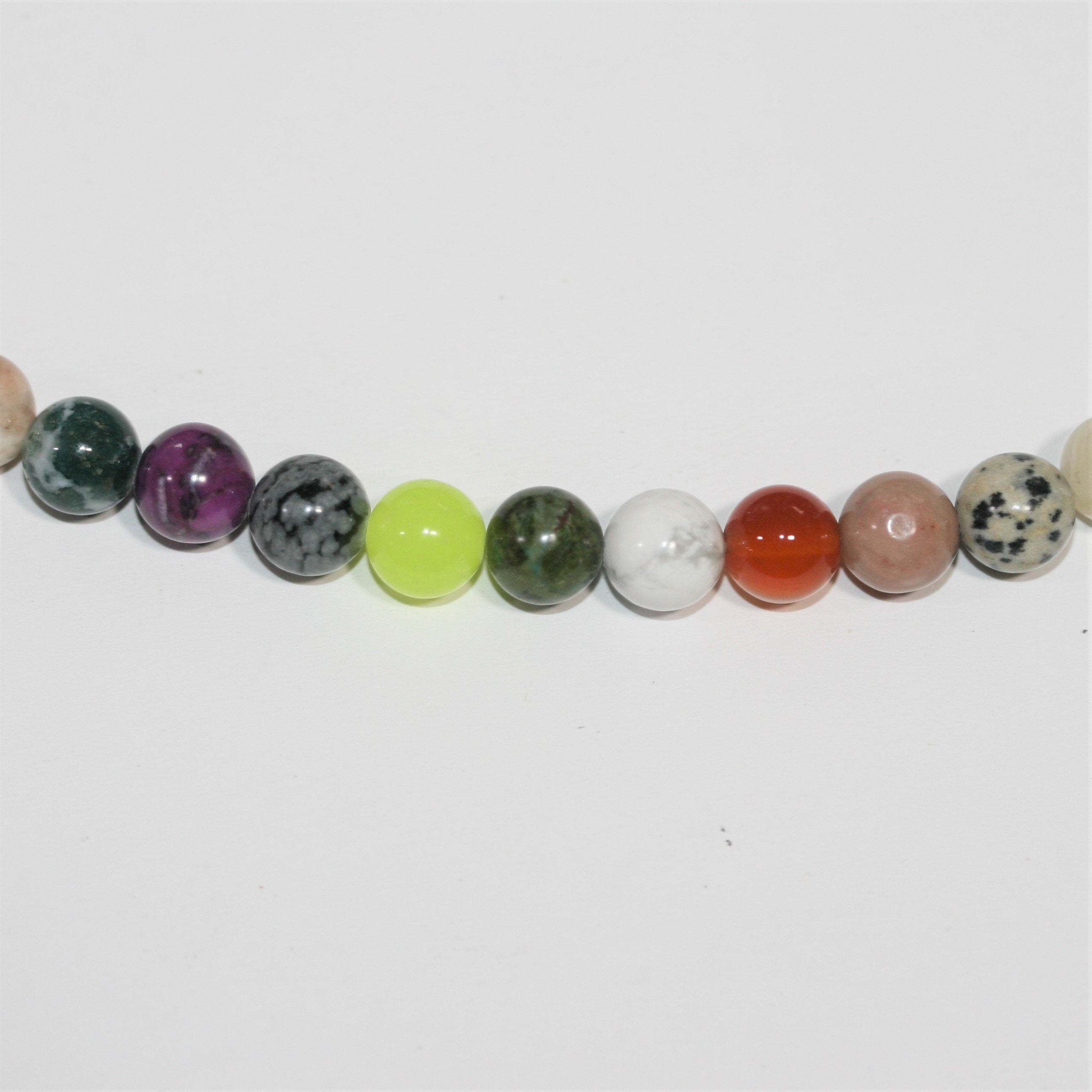 15" St Multi Stone Smooth Round Beads 8mm.- Strand 38cm.