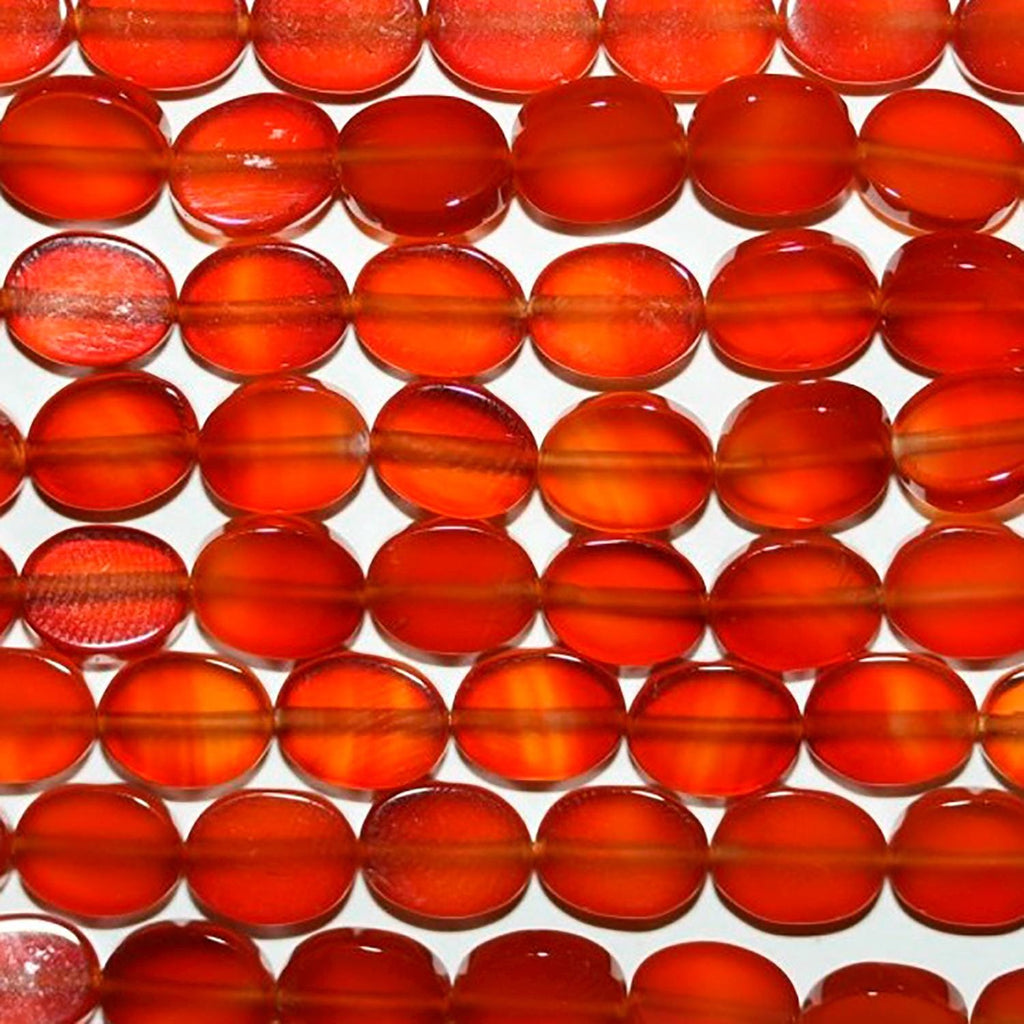 Perles ovales lisses en cornaline de 40 cm (16 pouces), 9 x 7 mm environ. Longueur du fil : 40 cm.