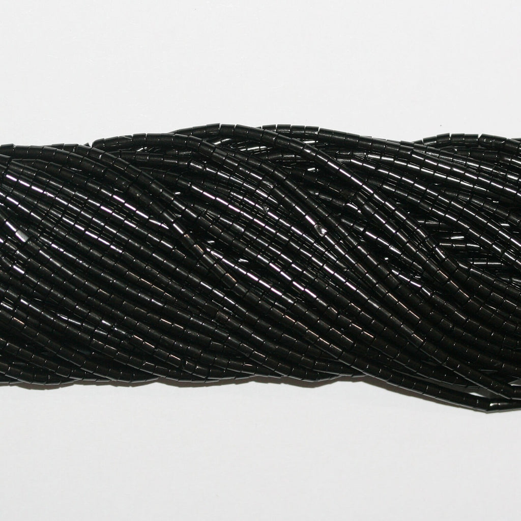 Perles disques lisses St Jet 15" 2x1,5mm.-Bracelet 39cm.