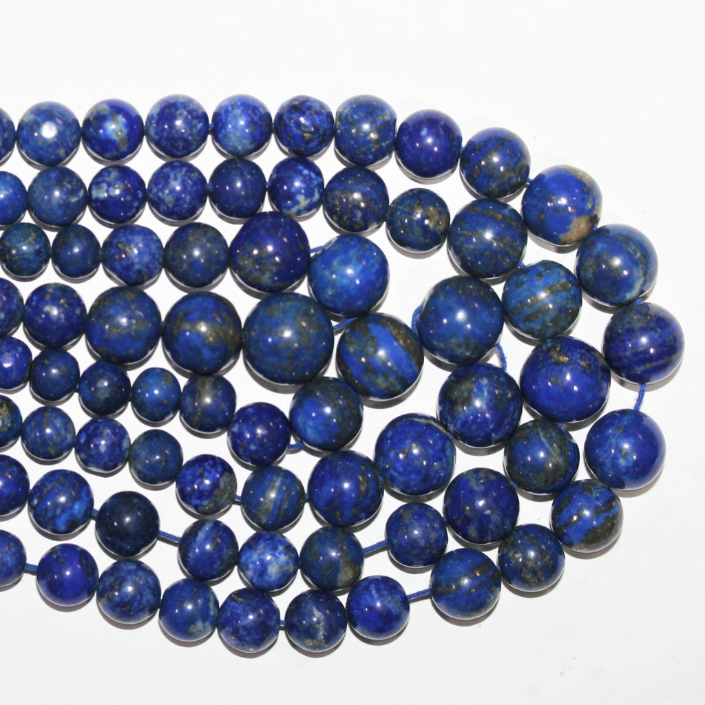 Cuentas redondas lisas graduadas de lapislázuli de 16", 5-11 mm. Aprox. - Hilo de 42 cm.