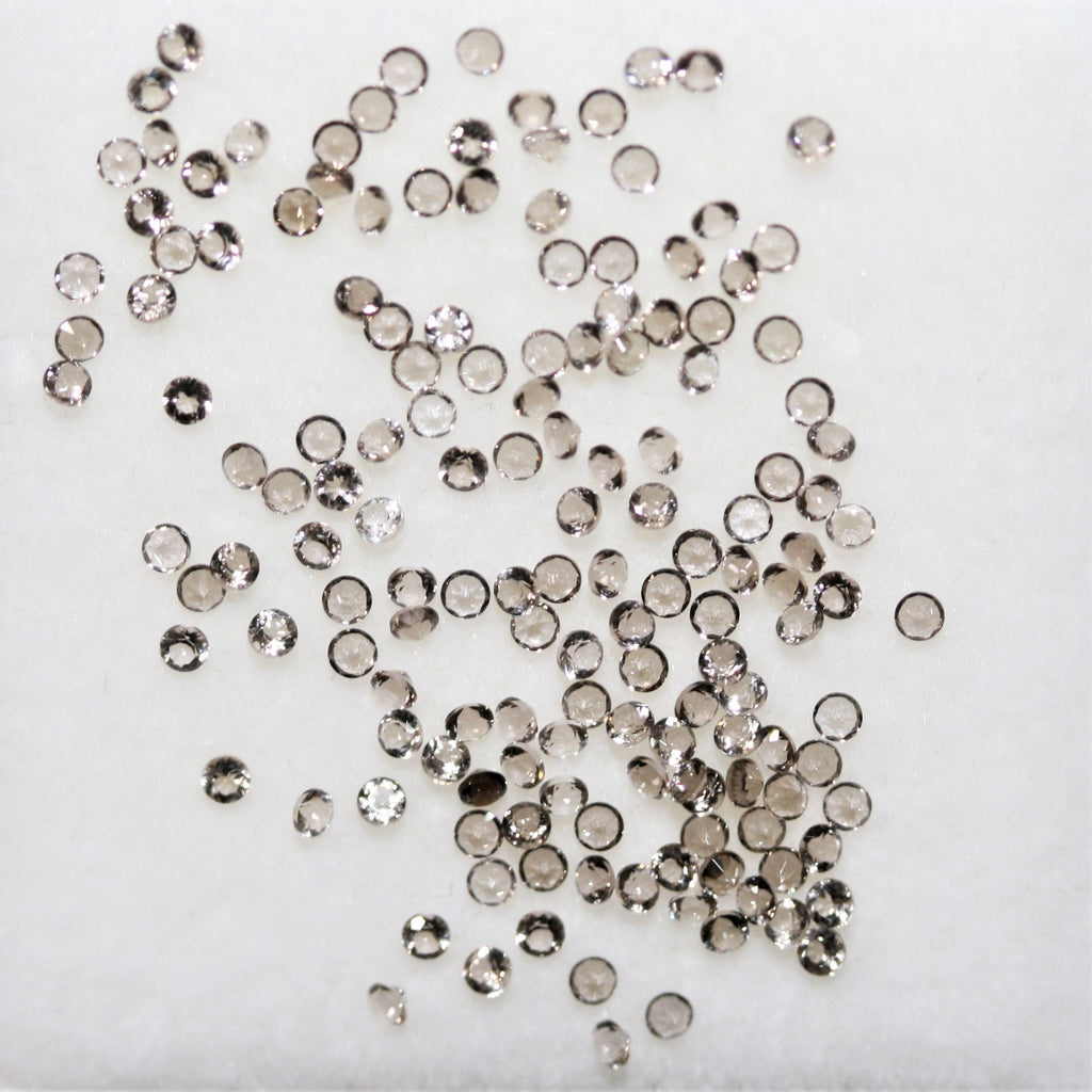 Lote de cuarzo ahumado facetado redondo de 1,5 mm - 2 quilates