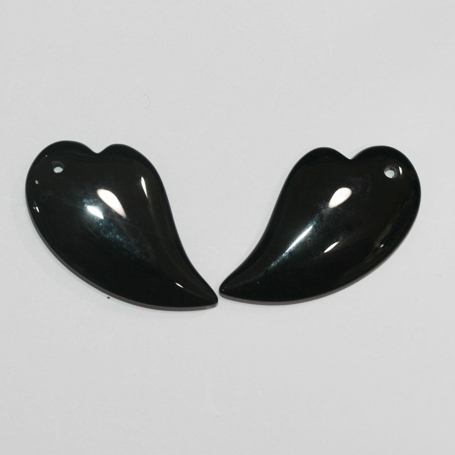 Colgante de hoja lisa de ónix de 36 x 22 mm (1 par).