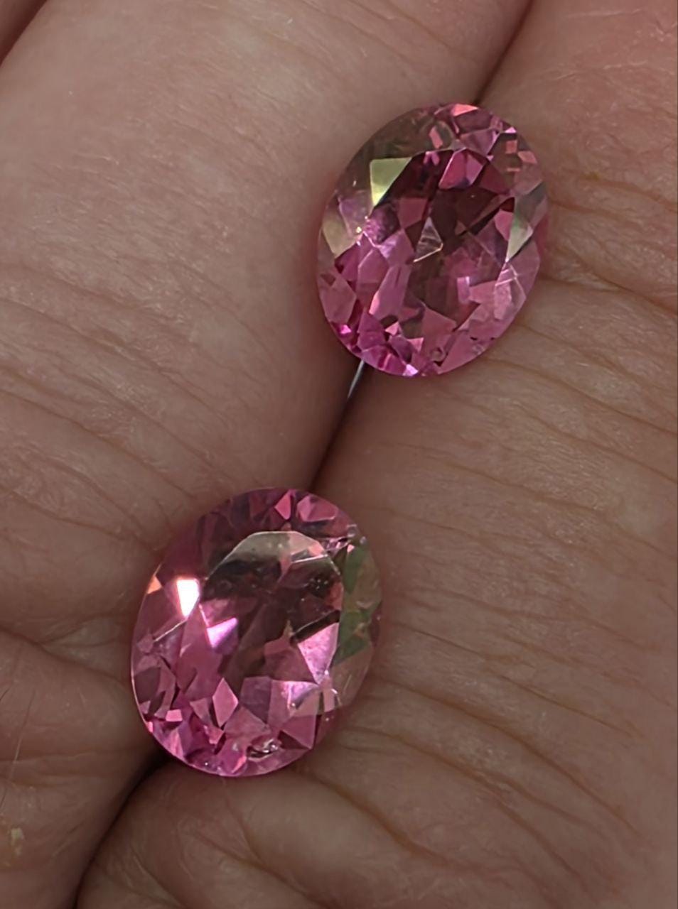 1 Pair AAA Pink Topaz Faceted Oval 10x8mm - Gems Gemstones Wholesale