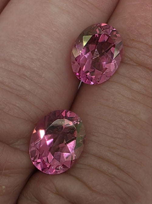 1 Pair AAA Pink Topaz Faceted Oval 10x8mm - Gems Gemstones Wholesale
