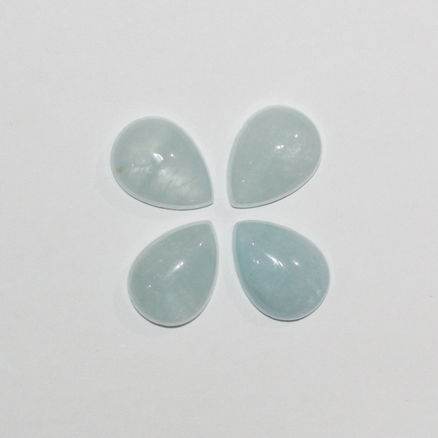 Lote de 4 cabujones de aguamarina (4 unidades) de 17 x 13 mm