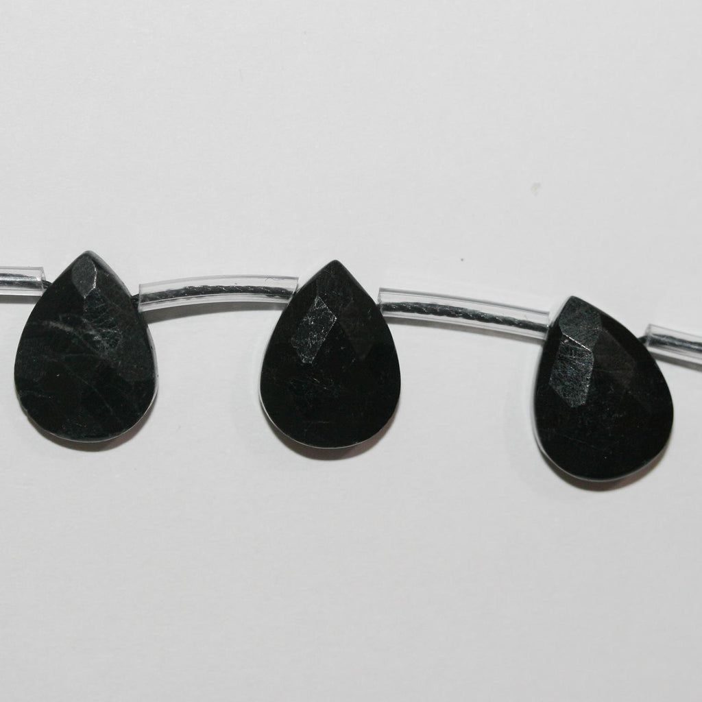 Cuentas de turmalina negra facetadas de 8" (14 x 10 mm) - Hilo de 19 cm