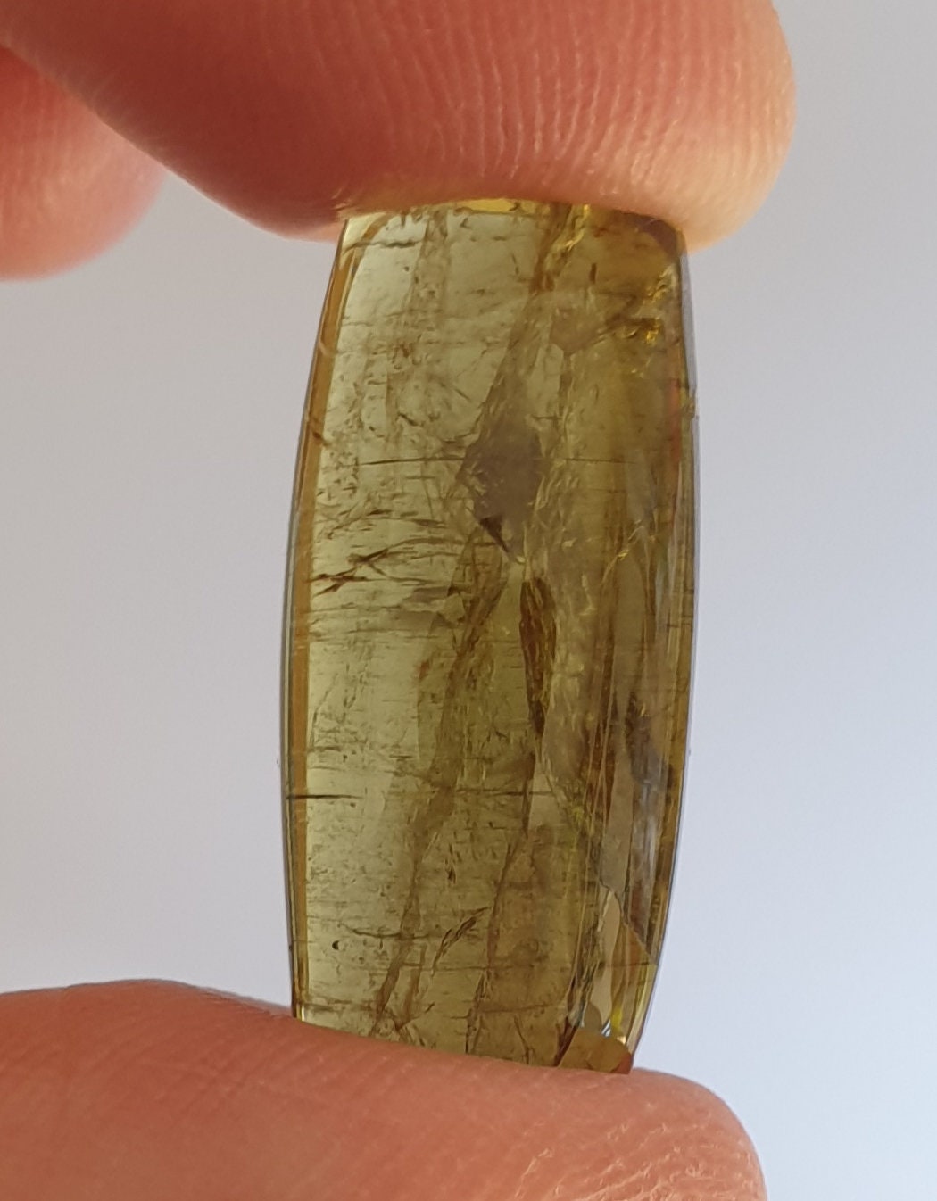 Big Petro Green Tourmaline Long Cushion Cabochon 24.4x11.4mm 19ct- Tourmaline Crystal - Healing Properties- Wholesale Prices