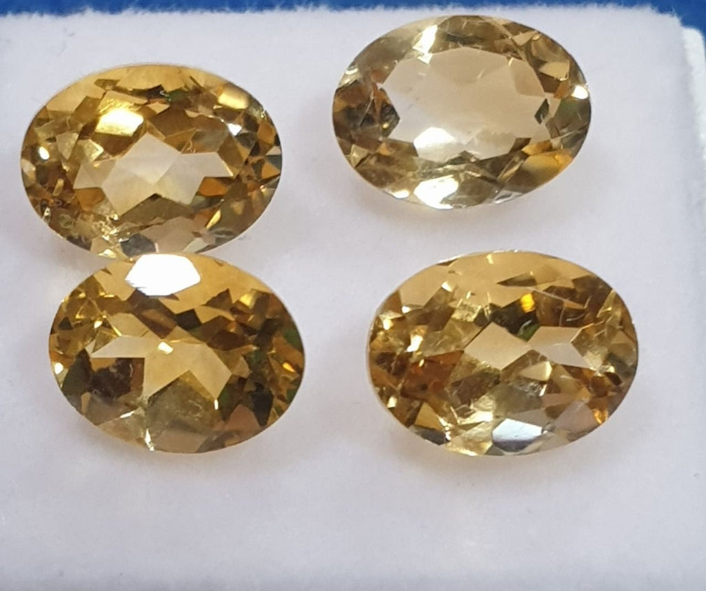 Lot de citrines ovales à facettes 8x6 mm (4 pièces). Pierres précieuses en vrac, prix de gros.