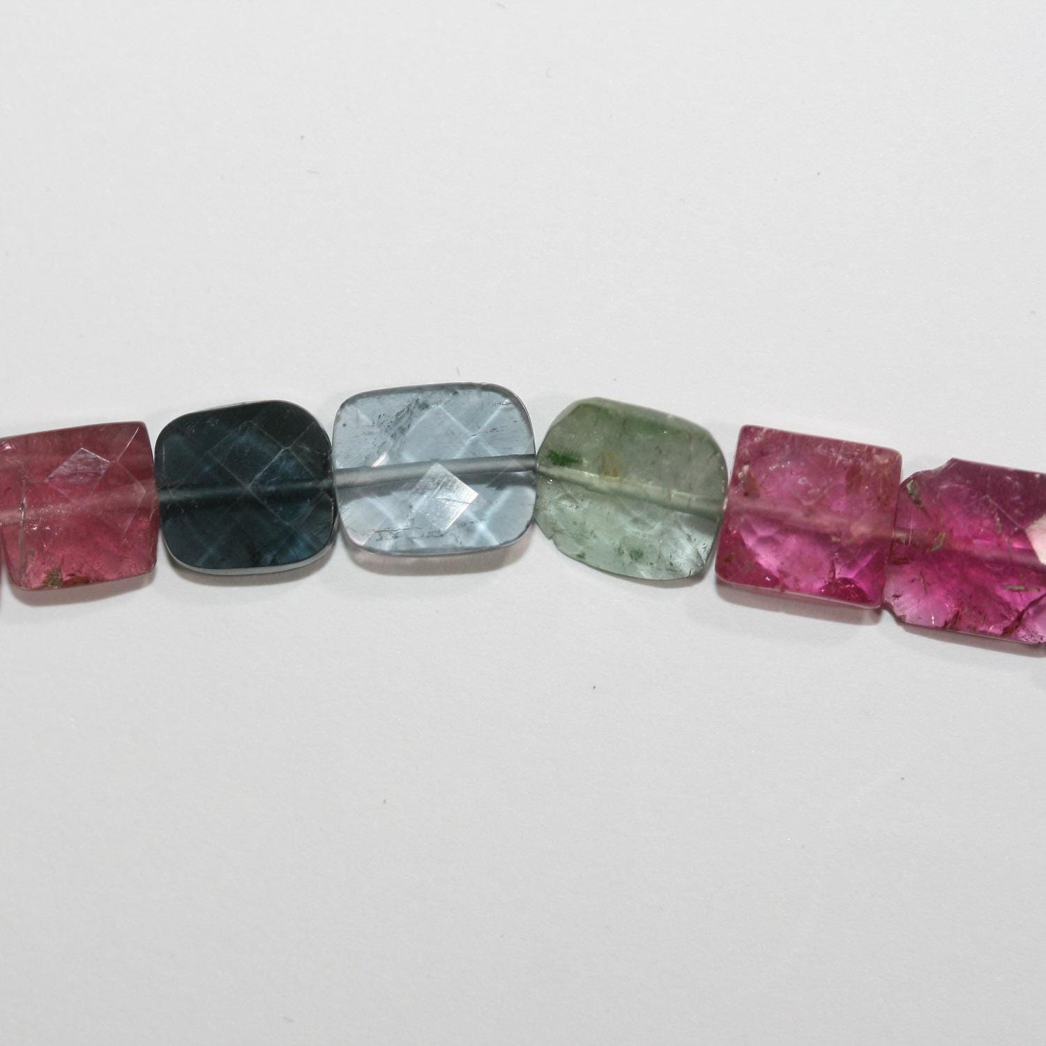 12" St Tourmaline Faceted Rectangle Beads 9x7mm. Approx.-Strand 35cm.