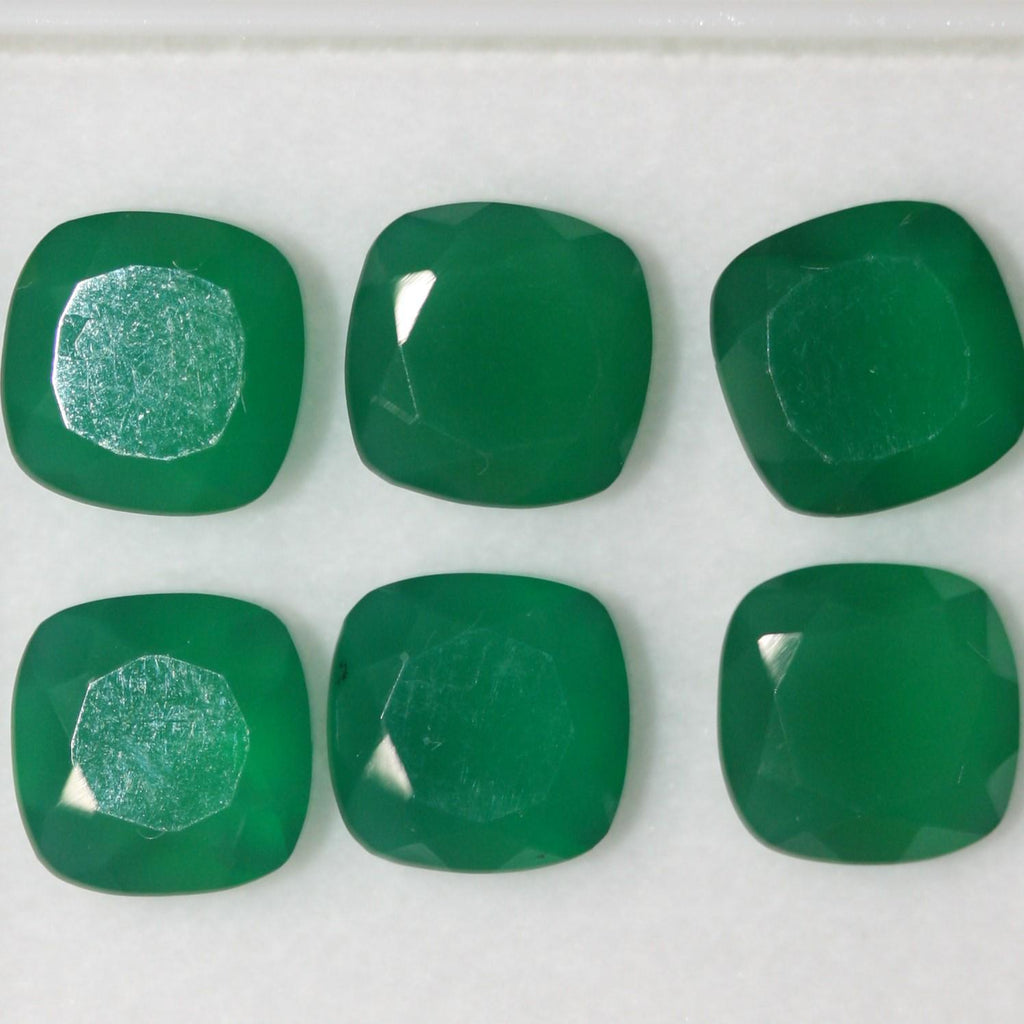 Lote de Ónix Verde Facetado Cuadrado de 9mm. (6 Piezas).- Piedras Preciosas al por Mayor Piedra Cortada de Máxima Calidad