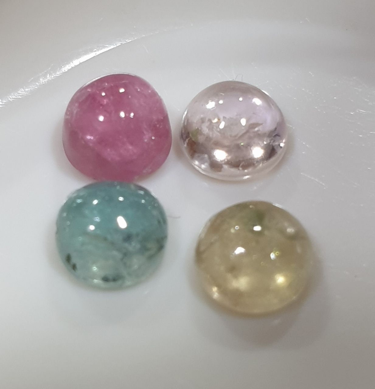 Tourmaline Lot Round Cabochons 5mm.-(4pcs)  -Gemstone Parcels-Loose Stones Wholesale Price-Natural Gems