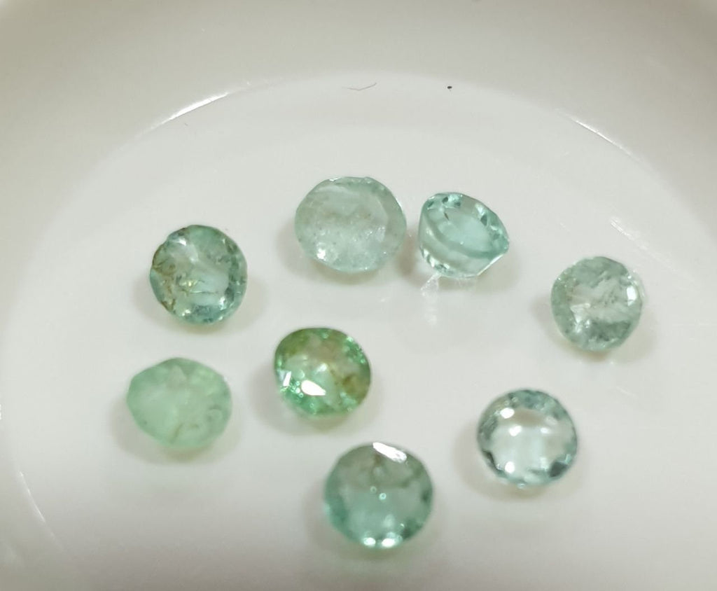 Lot de 8 émeraudes rondes à facettes de 3,5 mm - Pierres précieuses en vrac - Prix de gros - Gemmes naturelles