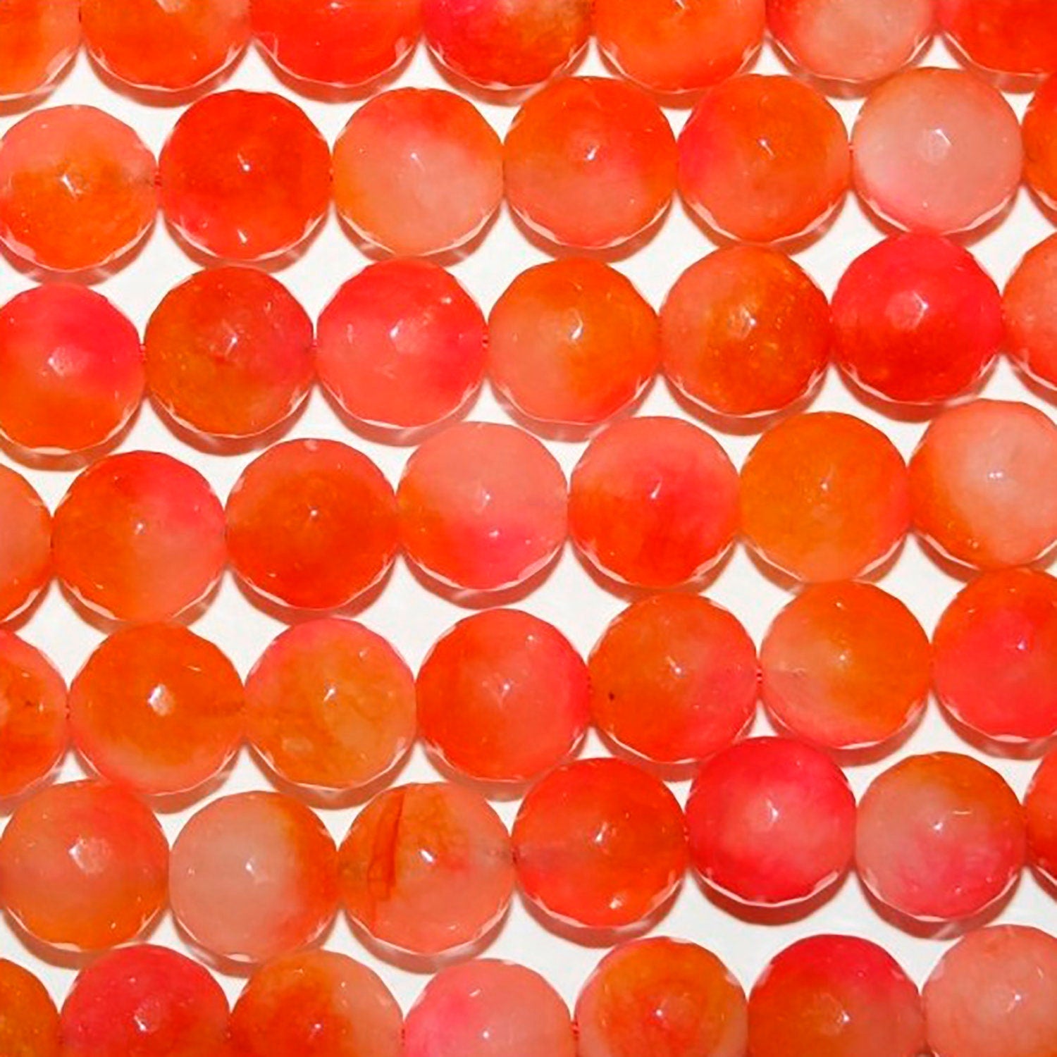 Cuentas redondas facetadas de ágata naranja de 16" de 10 mm - Hilo de 40 cm.