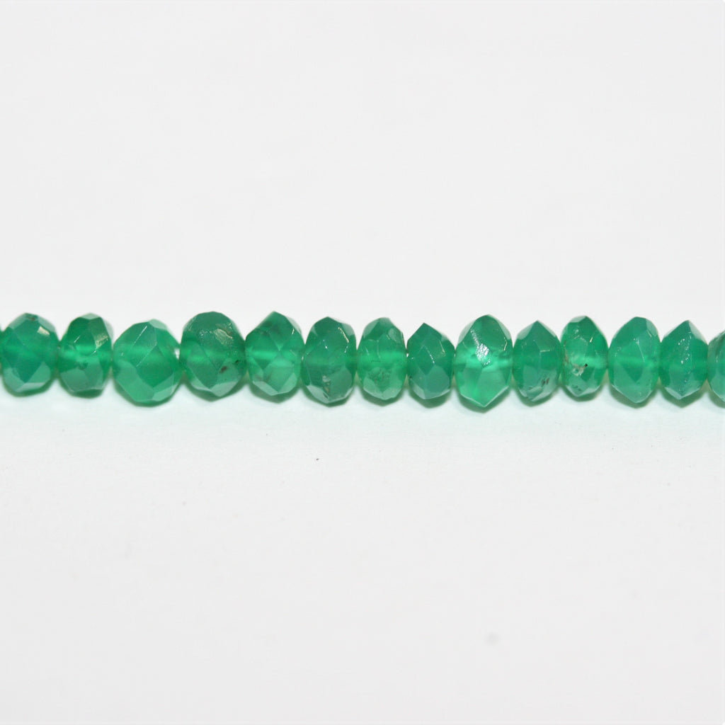 Perles rondelles à facettes en onyx vert 4x3mm.-Rig 37cm.