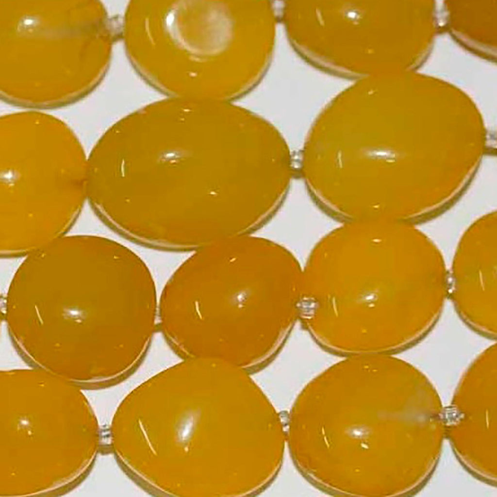 Cuentas de calcedonia amarilla lisa de 40 cm (16"), 20 x 18 mm (aprox. - Hilo de 40 cm)