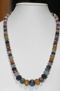 Multi Sapphire Graduated Faceted Rondelle Necklace 15x12mm - 6x4mm Approx. Strand: 54cm. -Item.14971