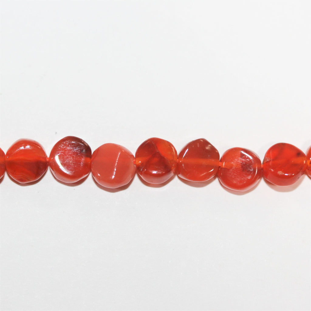 Perles de monnaie St Carnelian Smnooth 15" 6 mm - Fil 38 cm.