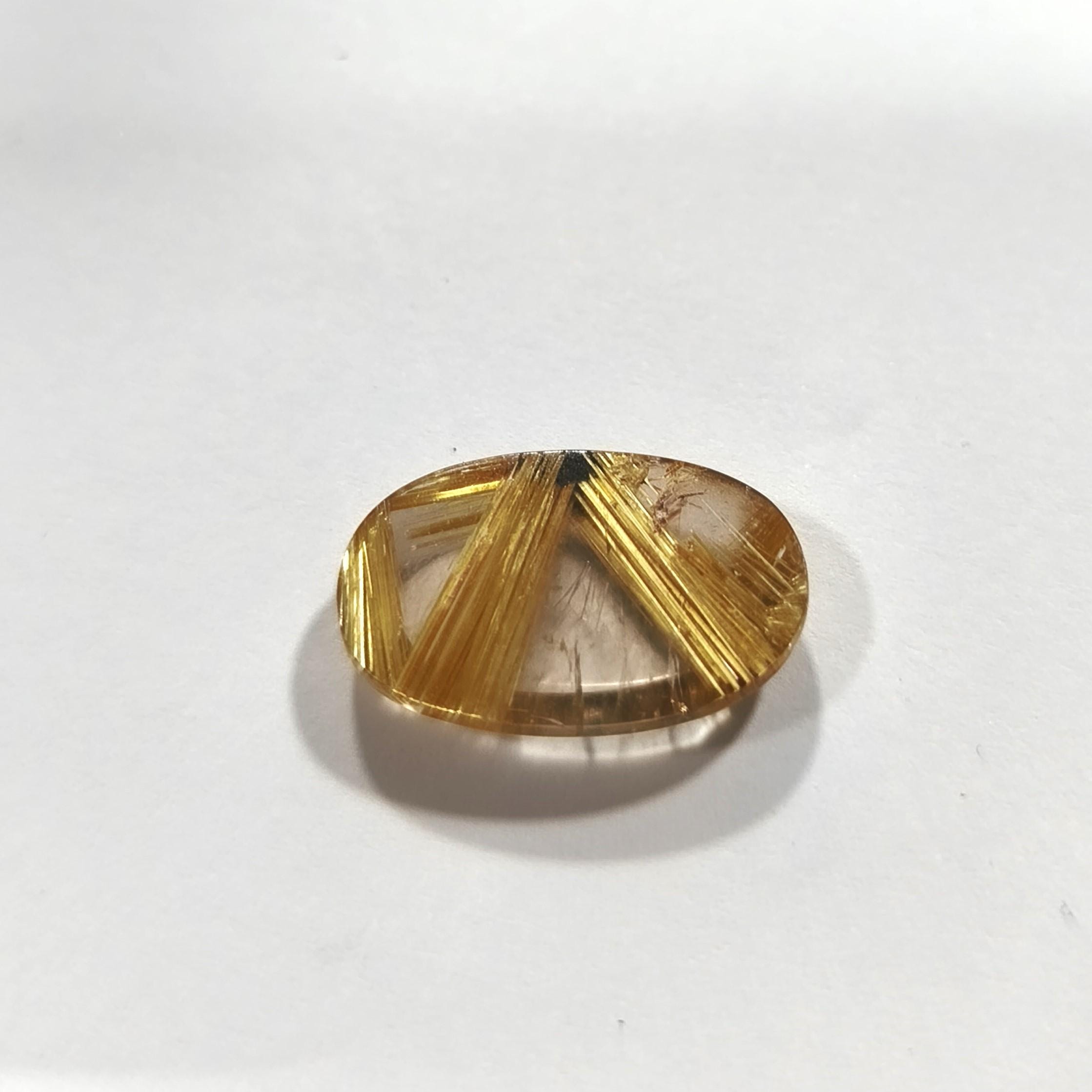 Golden rutilated oval quartz cabochon with fancy rutile. 21.7x13.3mm.12.62ct Lots Of Beautiful Inclusions-Healing Power Quartz-Mother Nature