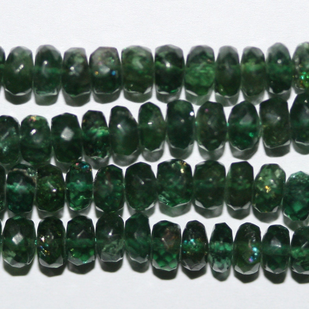12" St Chrome Diopside Faceted Rondelle Beads 4x2mm.-Strand 34cm