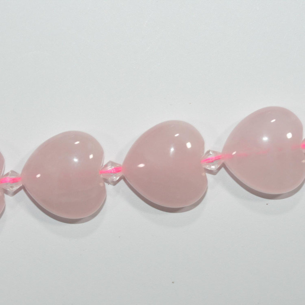 Perles en quartz rose St lisses en forme de cœur, 14 pouces, 19-20 mm. - Fil de 38 cm.